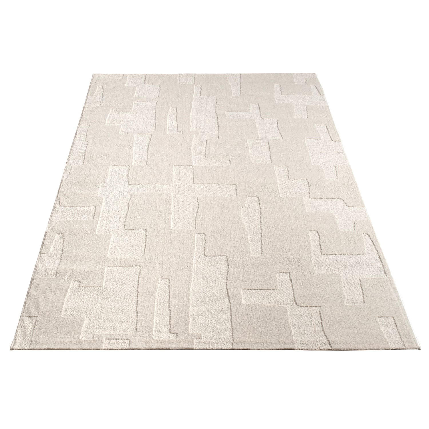 KURZFLORTEPPICH, mit Struktur, aus Polyester, Florhöhe 10 mm, Creme, 160 x 230 cm - Beige, Textil (160/230cm) - KADIMA DESIGN