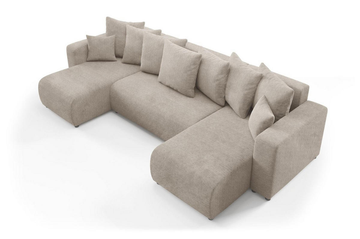 WOHNLANDSCHAFT mit Schlaffunktion Beige - Beige, Textil (318/88/145cm) - Furnisell