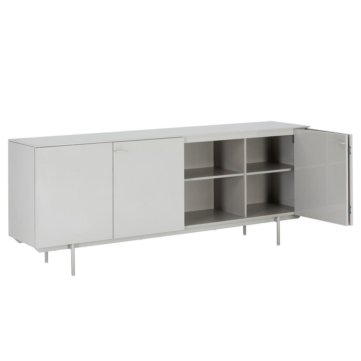 SIDEBOARD - Hellgrau - Hellgrau, Holzwerkstoff/Metall (200/80/45cm) - home24