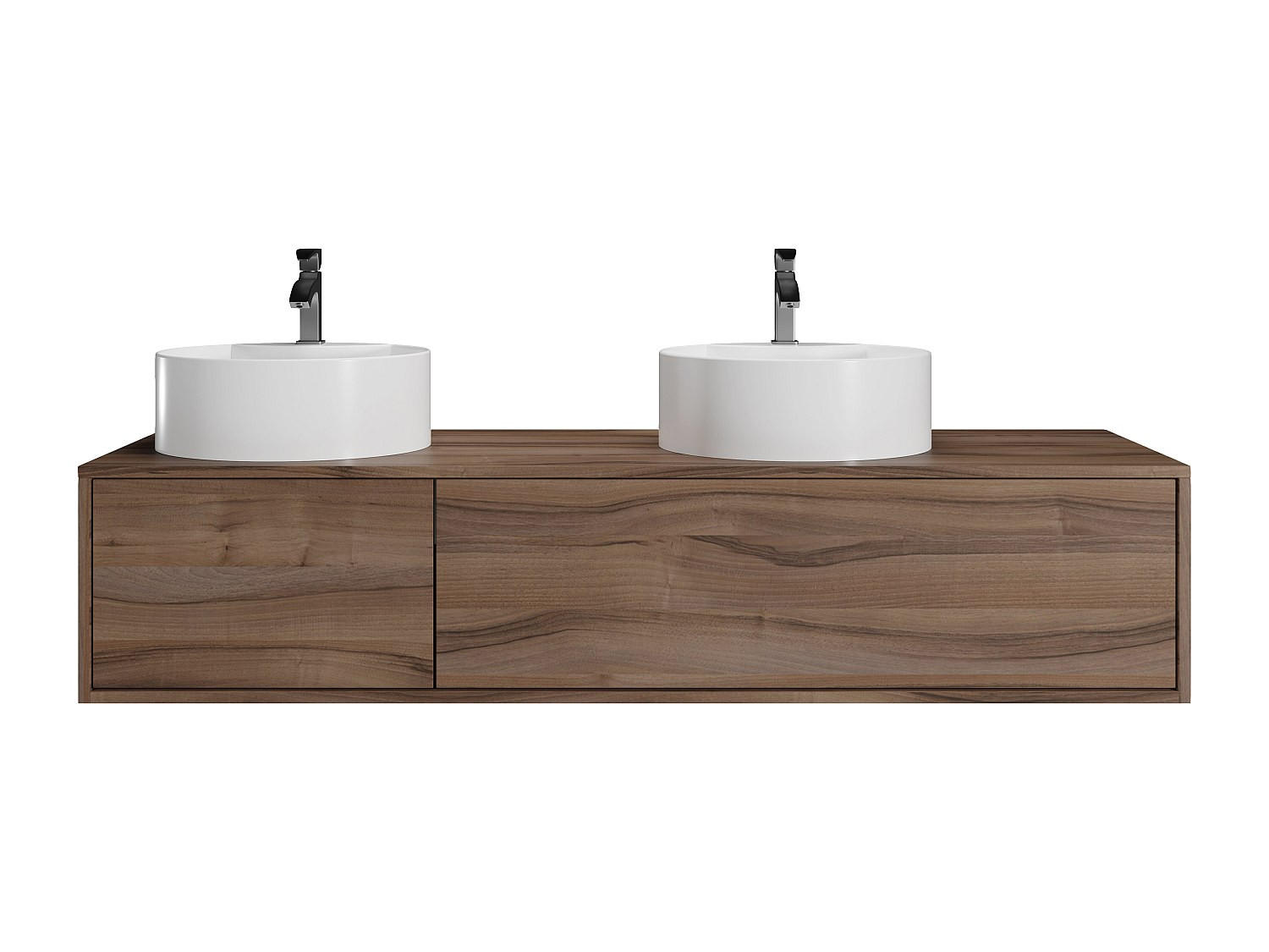 DOPPELWASCHTISCH - 150 cm x 47 cm - Holz, Platte - Naturfarben Dunkel - ISAURE - Naturfarben, Holz (150/32/47cm) - Vente-Unique