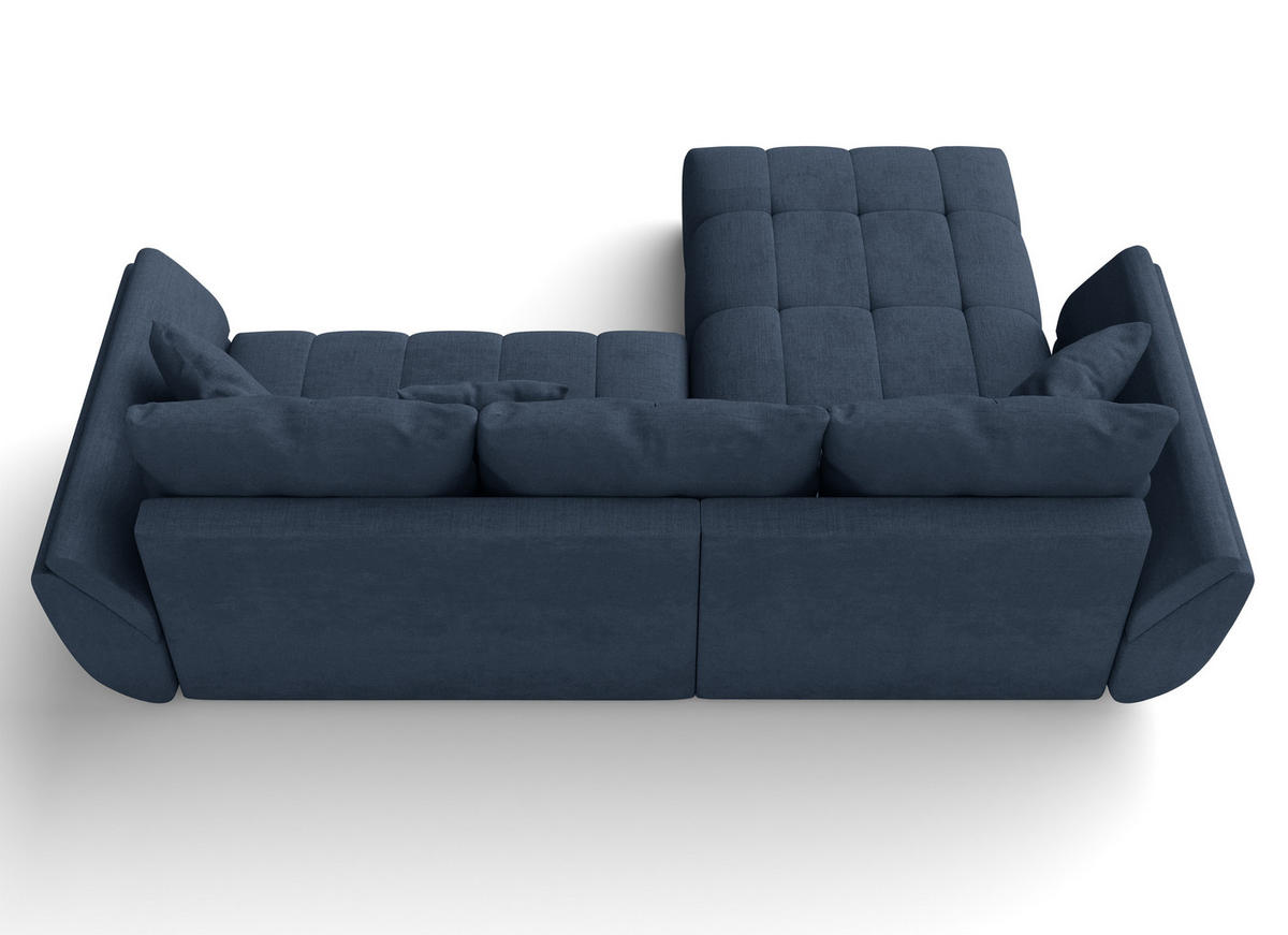 ECKSOFA L Form Verciani Blau 266/190/91 cm mit Schlaffunktion - Blau/Schwarz, Kunststoff/Textil (266/190cm) - AX Living