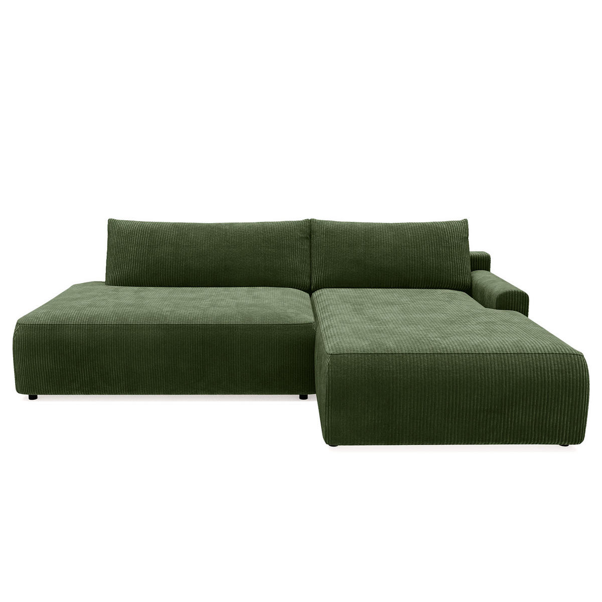 ECKSOFA mit Schlaffunktion - Longchair - Schwarz/Grün, Kunststoff/Textil (253/167cm) - home24
