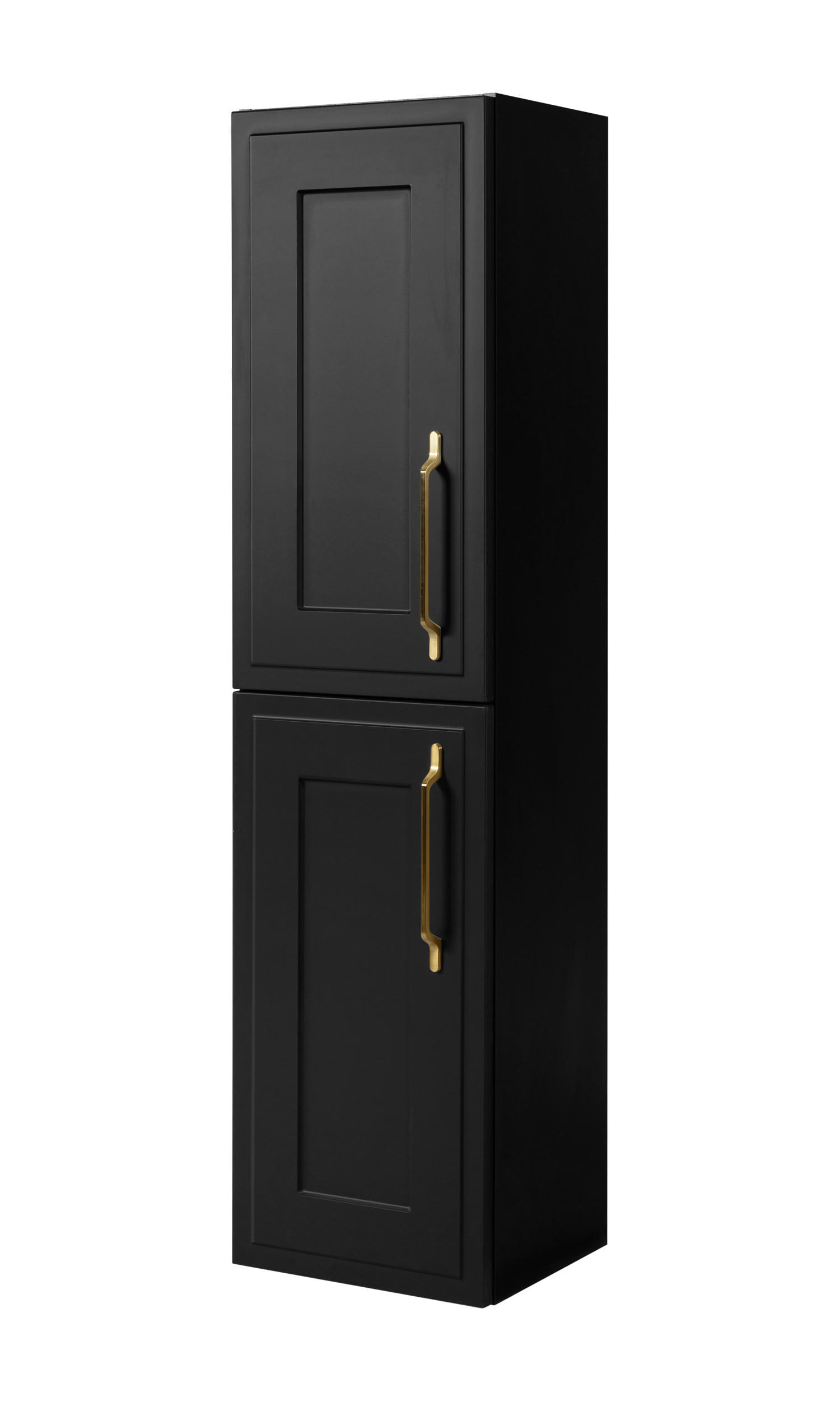 BADEZIMMERSCHRANK, schwarz, 35 x 136 x 27 cm, Griff gold - Goldfarben/Schwarz, Holzwerkstoff/Metall (35/136/27cm) - 3XE LIVING