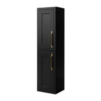 BADEZIMMERSCHRANK, schwarz, 35 x 136 x 27 cm, Griff gold - Goldfarben/Schwarz, Holzwerkstoff/Metall (35/136/27cm) - 3XE LIVING