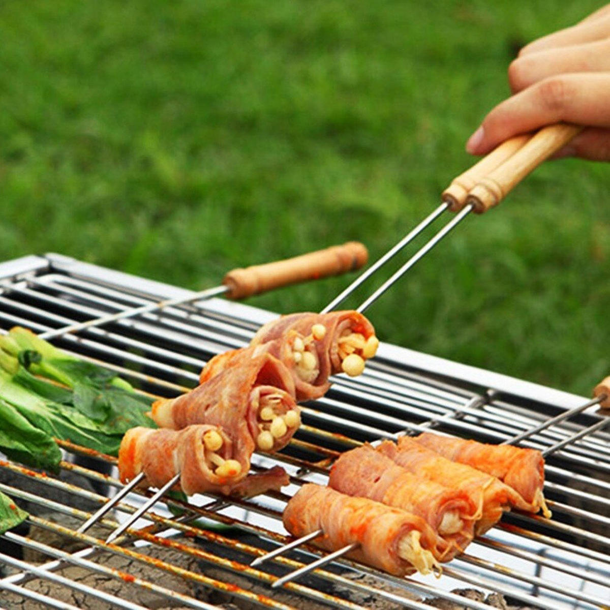 GRILLSPIESSE Edelstahl-Set 4-teilig Silberfarben - Silberfarben, Metall (38.5cm) - BBQ Collection