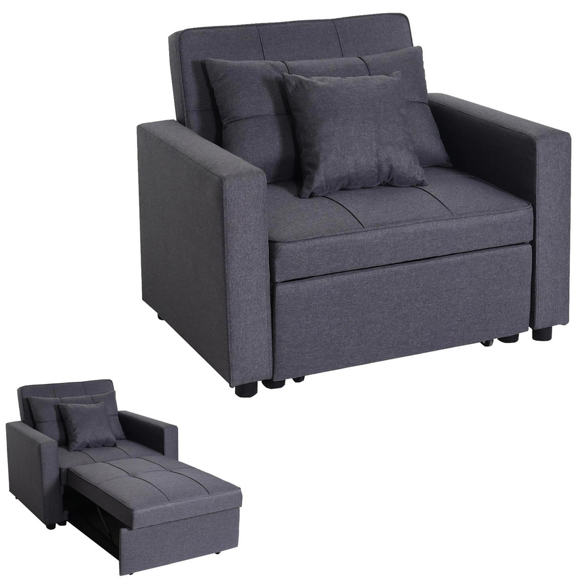SCHLAFSESSEL Grau - Grau, Textil (197/90/103cm) - MCW