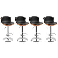 BARHOCKER 4ER-SET aus Kunstleder Stahl Schwarz Silber - Schwarz, Leder (50/85/46cm) - HOMCOM