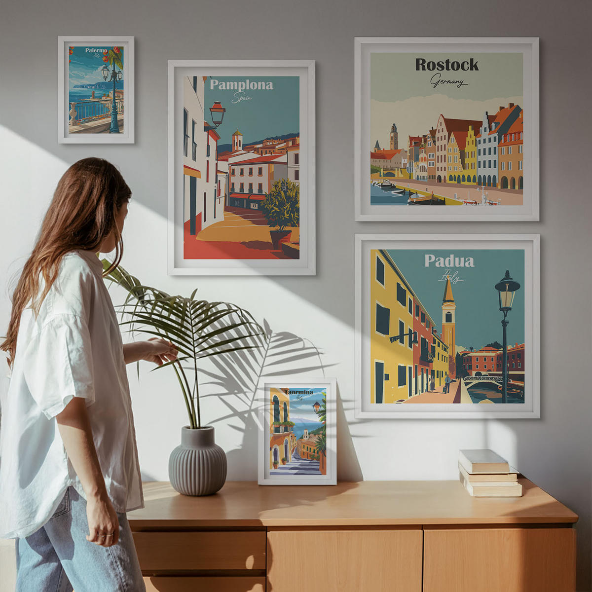 WANDBILDER 5er-Set - 50x50 cm & 20x30 cm & 40x60 cm Weißer Rahmen - Architektur der Küstenstädte - Weiß, Kunststoff (40/60cm) - ArtPrintCave