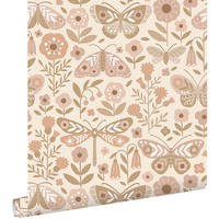 TAPETE Blumen & Schmetterlinge 50 x 900 cm - Beige, Papier (50/0.1cm) - ESTAhome