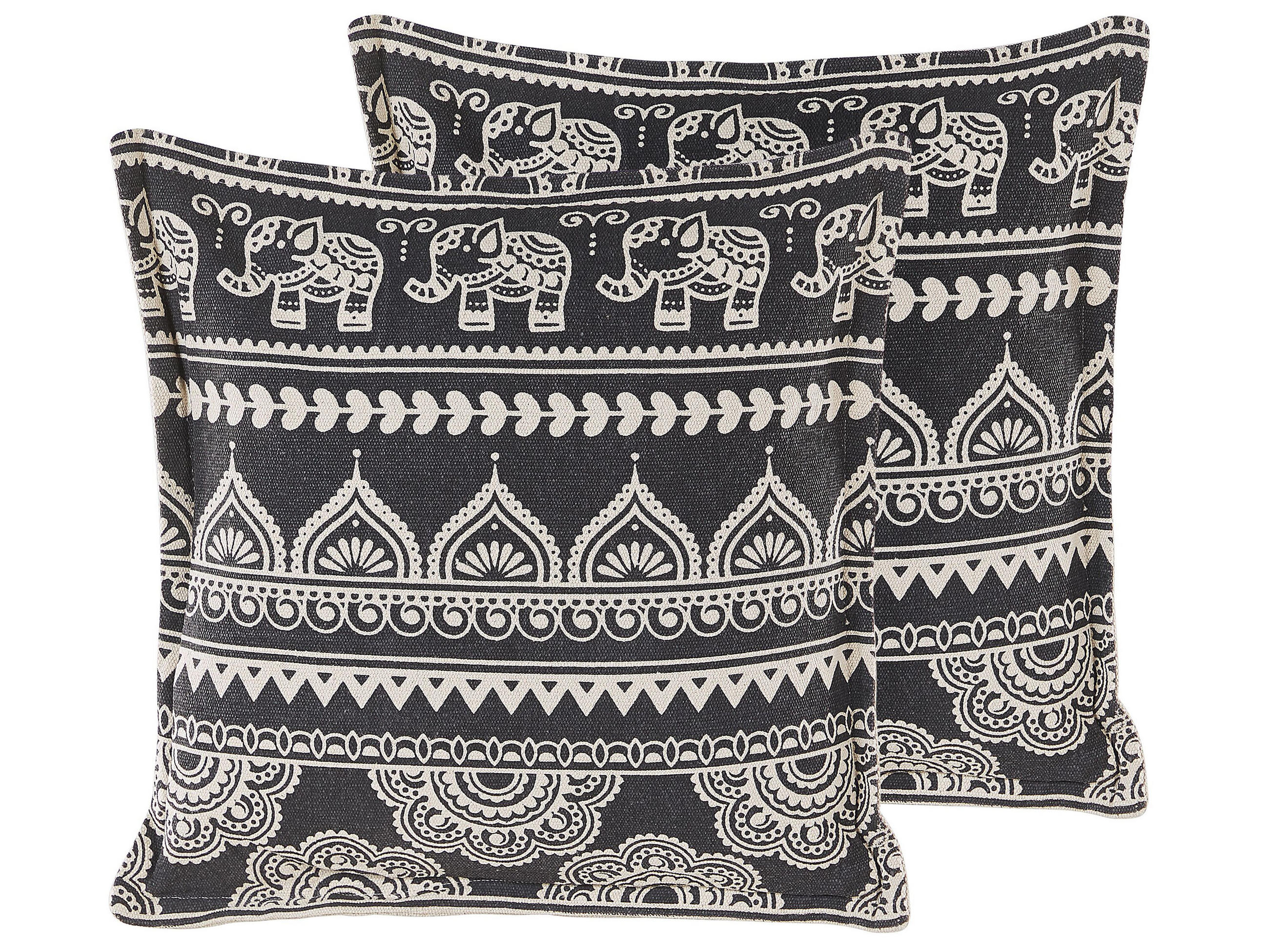 DEKOKISSEN 2er-Set Creme 45/45 cm Atabagi - Creme, Naturmaterialien/Textil (45/45cm) - Beliani