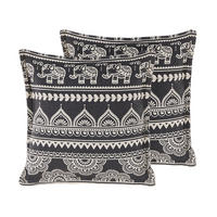 DEKOKISSEN 2er-Set Creme 45/45 cm Atabagi - Creme, Naturmaterialien/Textil (45/45cm) - Beliani