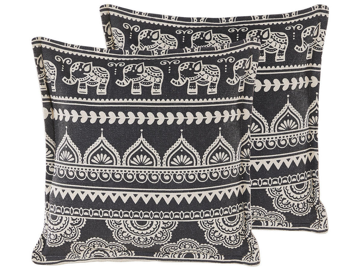 DEKOKISSEN 2er-Set Creme 45/45 cm Atabagi - Creme, Naturmaterialien/Textil (45/45cm) - Beliani