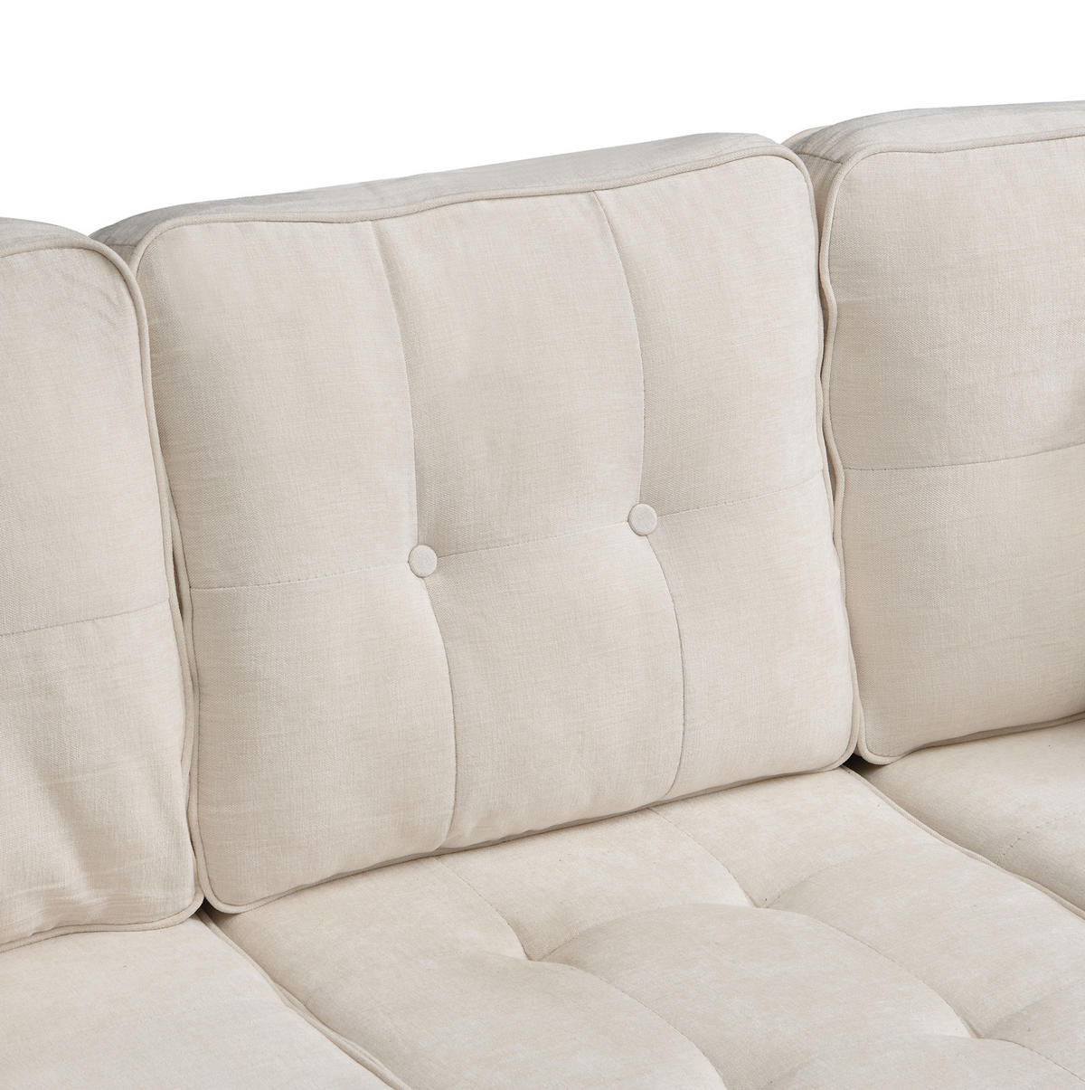 ECKSOFA aus Chenille 195x149x86 cm in Hellbeige mit beweglicher Fußbank - Beige, Textil (149/86/195cm) - Modfu