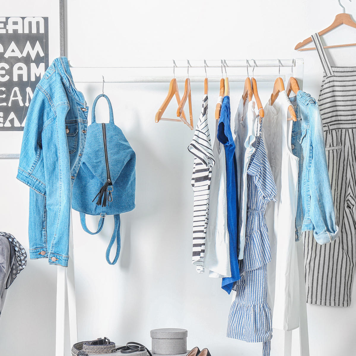 SÚPRAVA vešiakov - svetlohnedá, kov/drevo (44.5/22.5/1.3cm) - Relaxdays