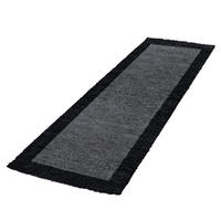 TEPPICH Hochflor einfarbig mit Bordüre Polypropylen Wohnzimmer Anthrazit Läufer 80x250 - Anthrazit, Textil (80/250cm) - KADIMA DESIGN