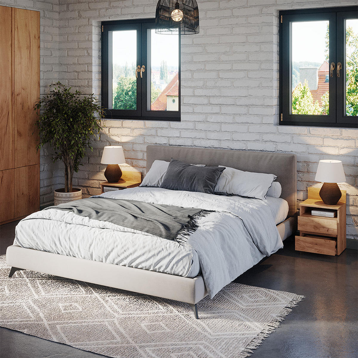 NACHTTISCH Monty Goldkraft Eiche 39.6 x 59.1 cm 2er Set - Honigeiche, Holzwerkstoff (32.3/59.1/39.6cm) - Vicco