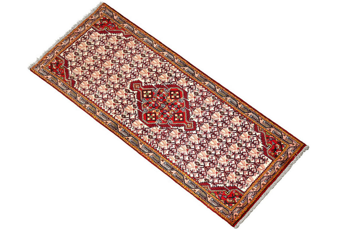 LÄUFER Orient handgeknüpft Assadabad Beige, Rot 195/81 cm Schurwolle - Beige/Rot, Textil (81/195cm) - Looma