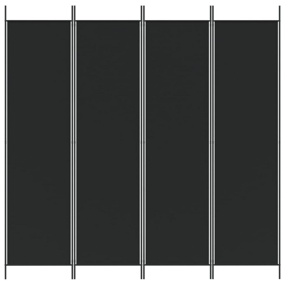 4-TLG. Paravent Schwarz 200x200 cm Stoff - Schwarz, Textil (200/200/200cm)