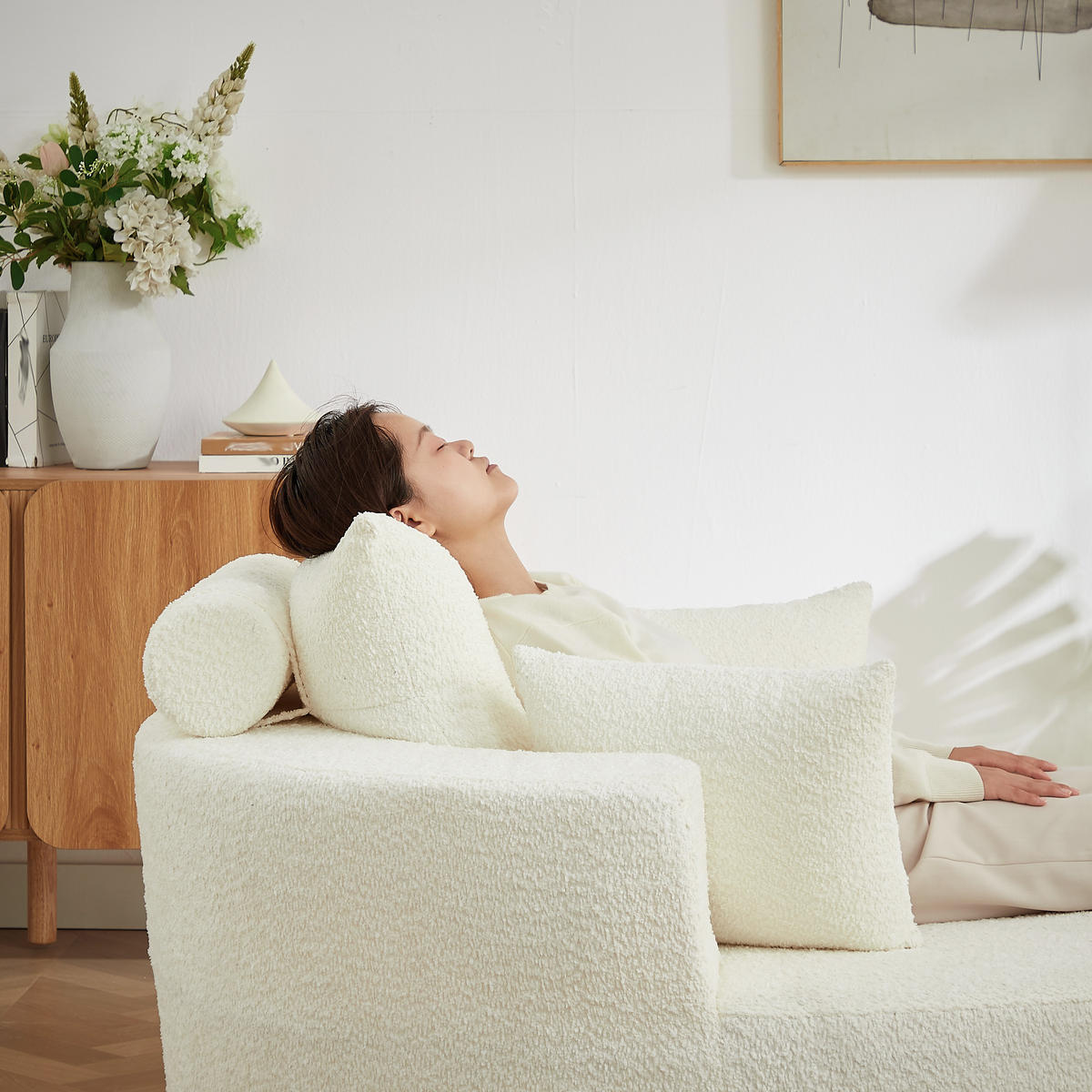 SESSEL DE-34509 Chenille-Stoff Beige - Beige, Textil (127/82/127cm) - ComfortXL