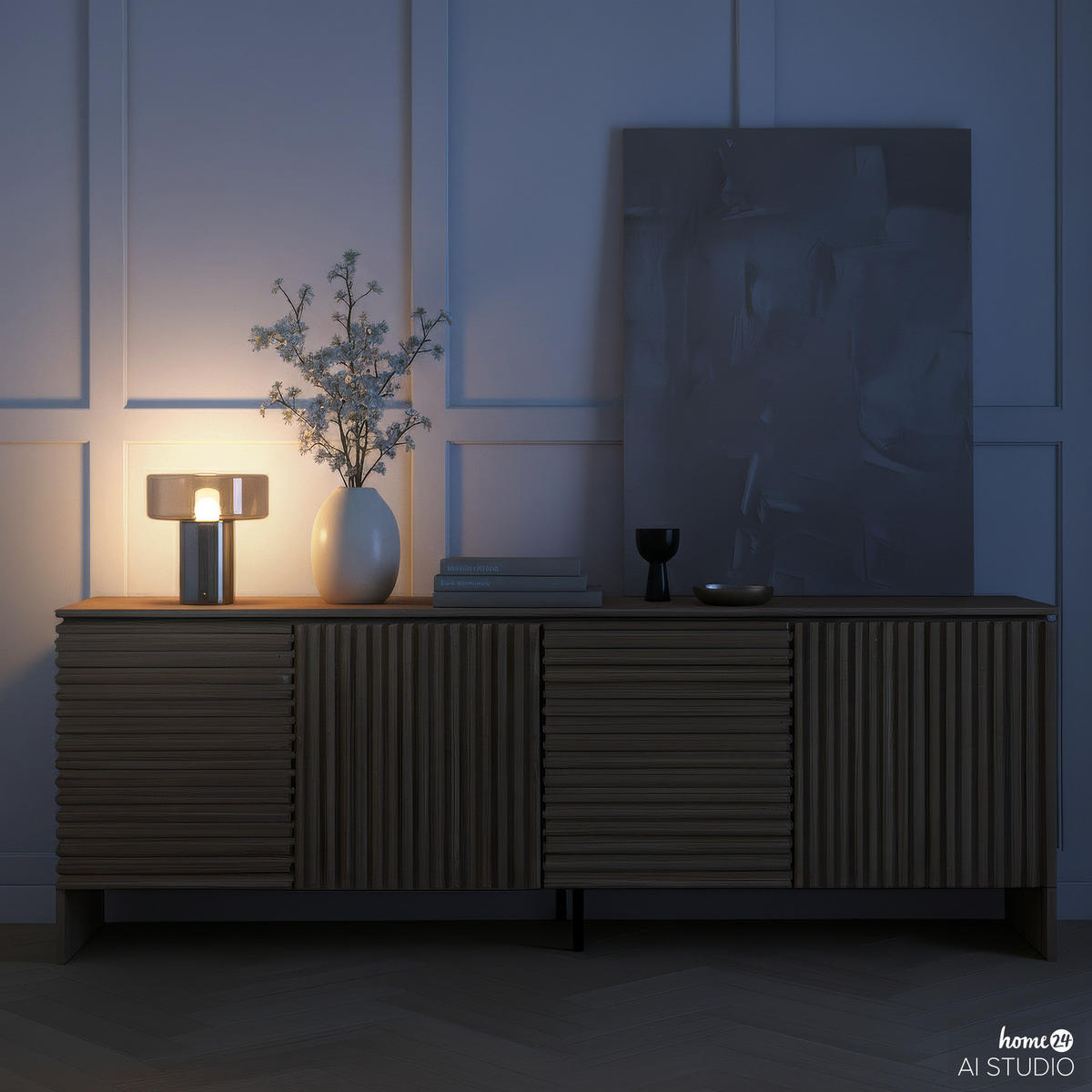 AKKU-TISCHLEUCHTE - Rauchglas / Eisen - Grau / Silber - Grau, Glas/Metall (24/24/27cm) - home24