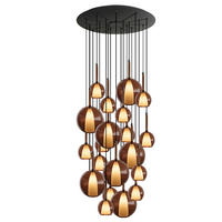 GALERIELEUCHTE Belluna 20-flammig Braun Ø 14/24cm - Braun, Glas (24/24/45cm) - s.luce