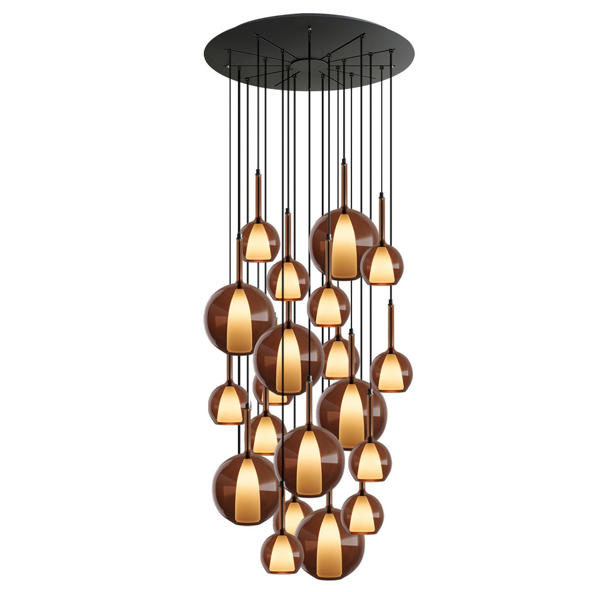 GALERIELEUCHTE Belluna 20-flammig Braun Ø 14/24cm - Braun, Glas (24/24/45cm) - s.luce