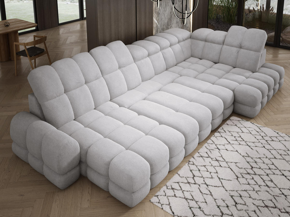 ECKSOFA TOLLO Anthology-stoff U-form 400x217x105 cm grau - Silbereichenfarben, Holz/Textil (217/400cm) - DomoHome