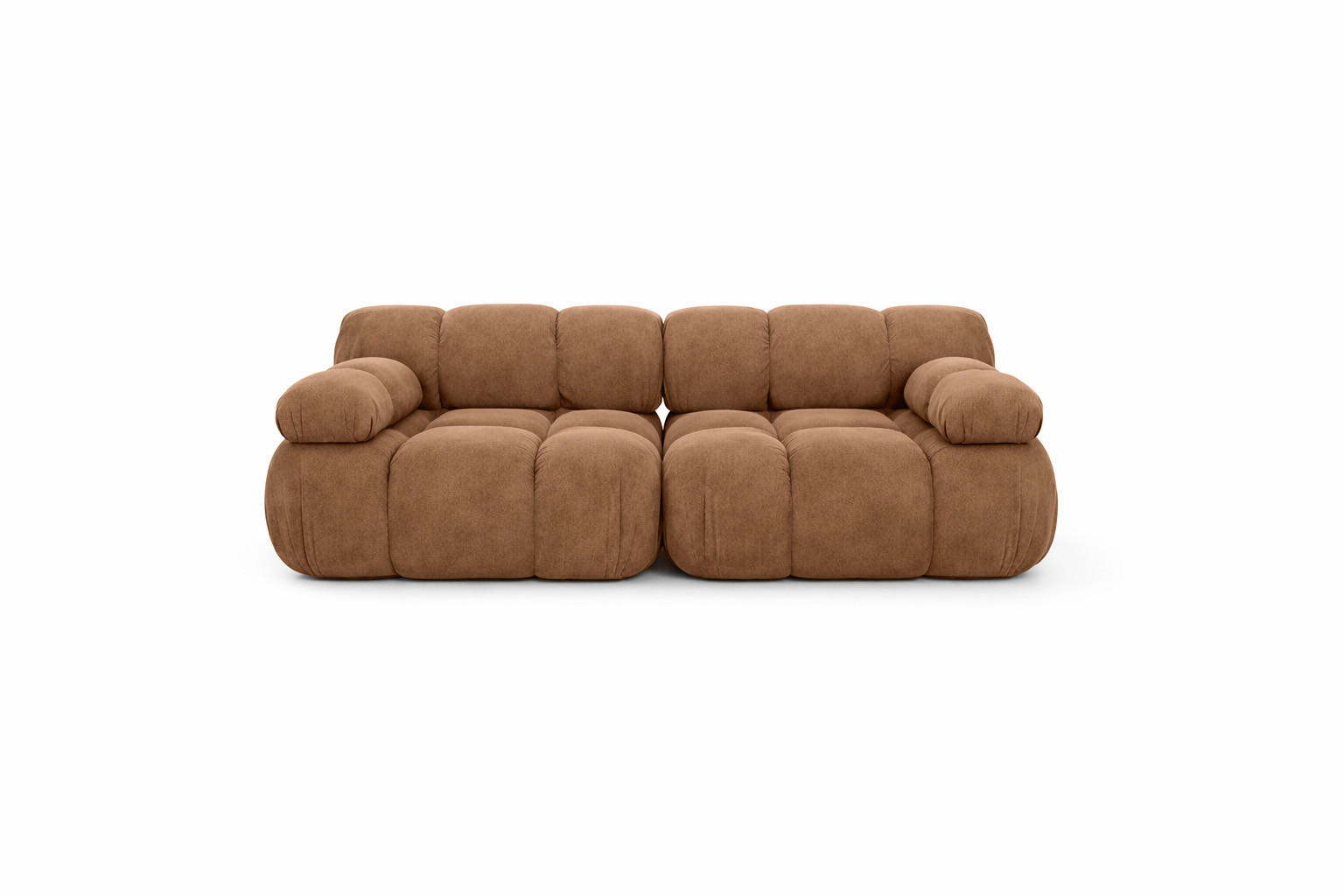 COUCH, 2-Sitzer Modular, Veloursstoff Salvador, Dunkelbeige, Selia - Beige, Holz (190/70/95cm) - Kaiser Möbel