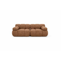 COUCH, 2-Sitzer Modular, Veloursstoff Salvador, Dunkelbeige, Selia - Beige, Holz (190/70/95cm) - Kaiser Möbel