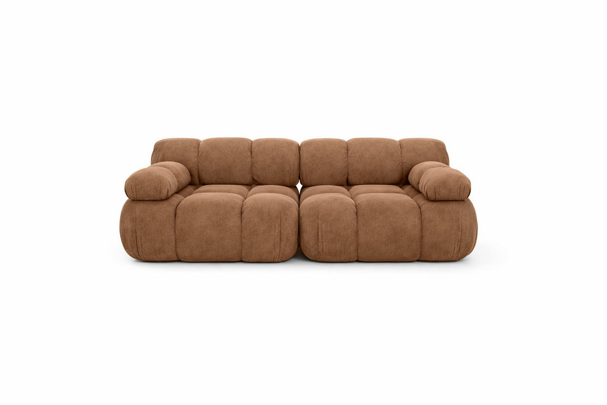 COUCH, 2-Sitzer Modular, Veloursstoff Salvador, Dunkelbeige, Selia - Beige, Holz (190/70/95cm) - Kaiser Möbel