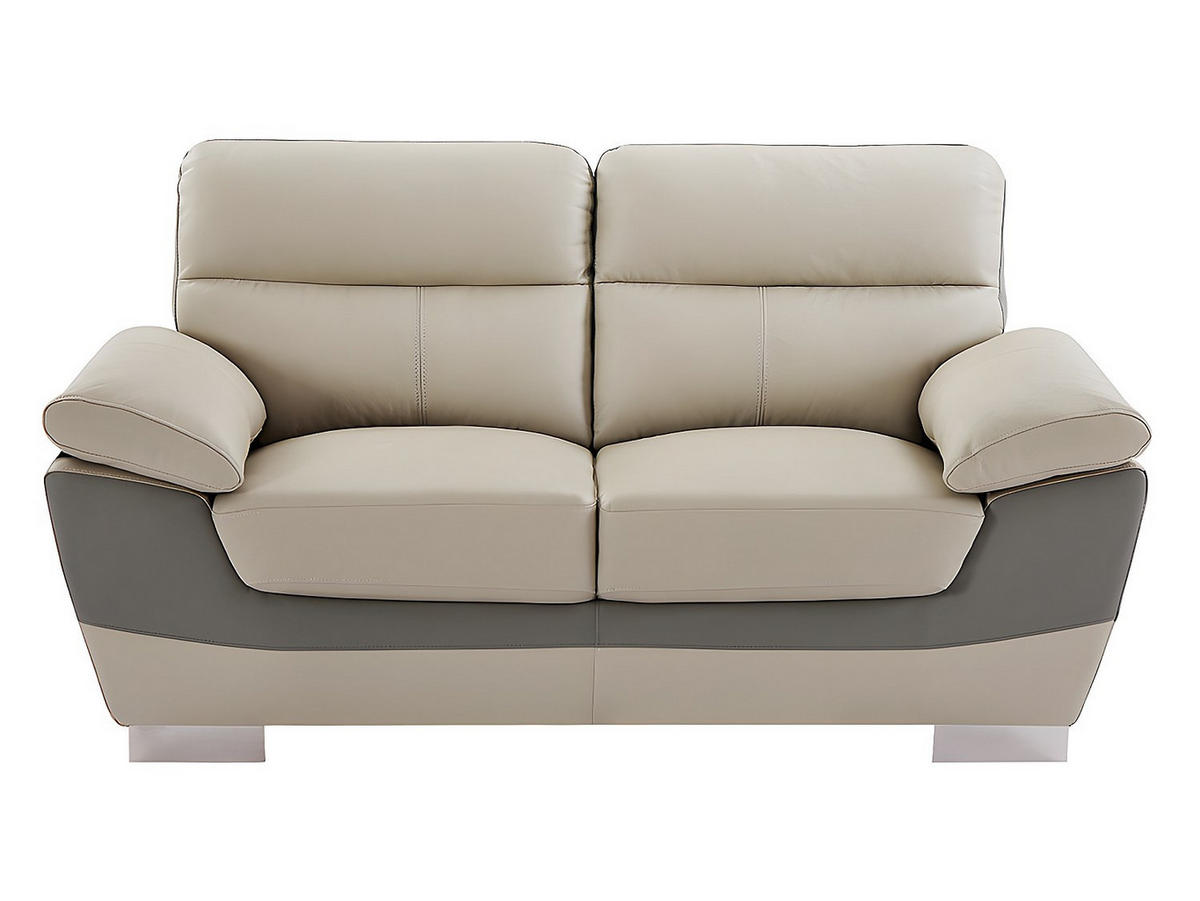 COUCHGARNITUR - 5 Personen - leder - taupe Francesca - Taupe, Leder/Metall (210/86/85cm) - Vente-Unique