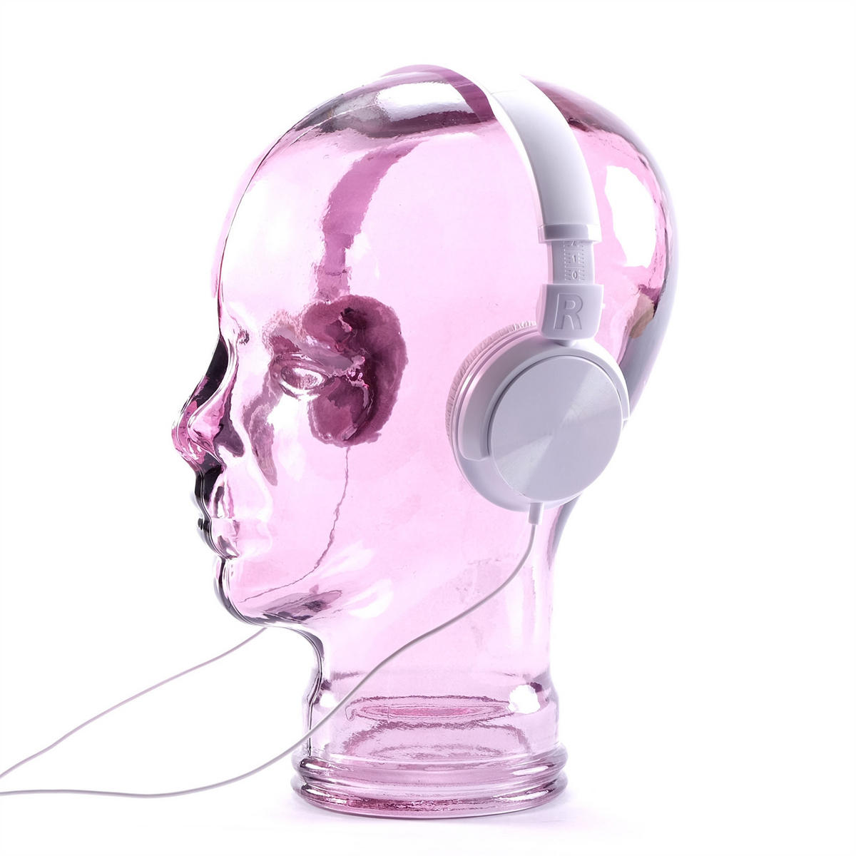 KOPFHÖRERSTÄNDER MICK Glas transparent lila - Violett, Glas (21/29/21cm) - DESIGN DELIGHTS