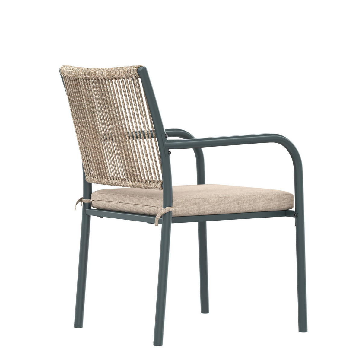 GARTENSETS aus Eisen, Polyester & Sicherheitsglas 110x110x74 cm in Beige - Beige, Metall - Modfu