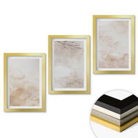 WANDBILDER 3er Set - 20x30 cm Goldrahmen - Aquarell-Pastellblätter - Goldfarben, Kunststoff (20/30cm) - ArtPrintCave