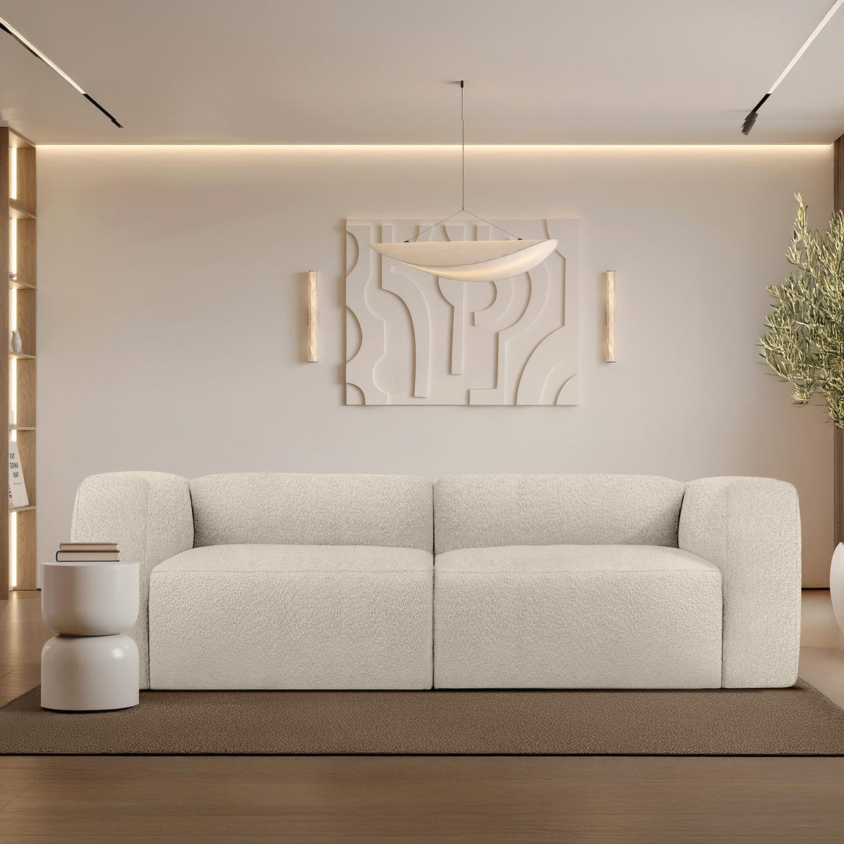 2,5-SITZER SOFA BUFFO, Hellbeige - Beige, Holz/Holzwerkstoff (250/73/96cm) - KONSIMO®
