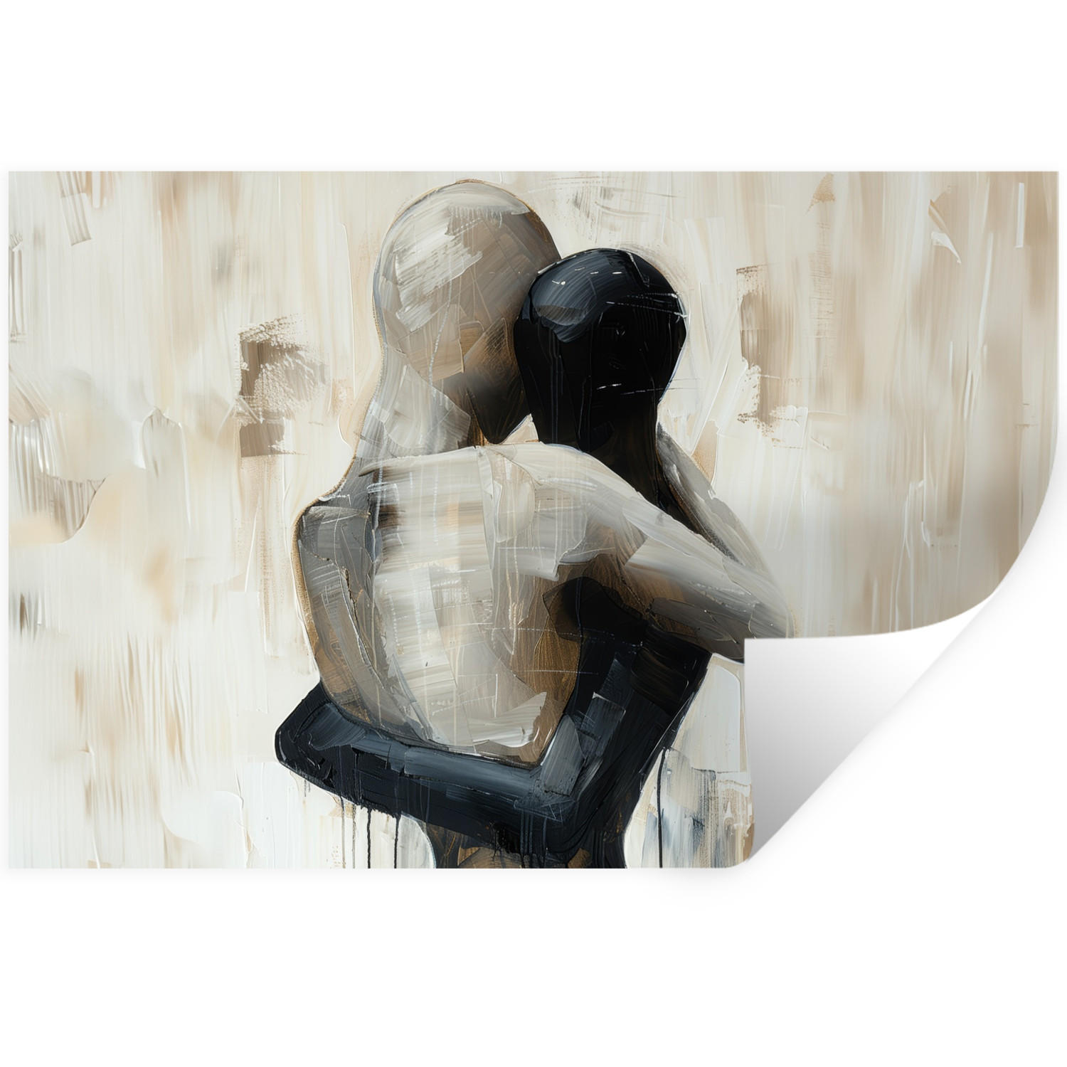 MuchoWow SAMOLEPKA NA ZEĎ Abstraktní - Láska - Černobílé - Moderní 120x80 cm