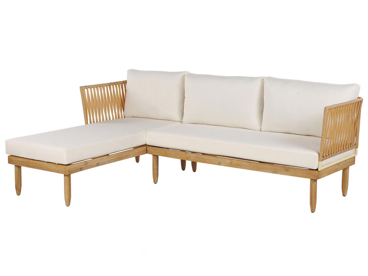 LOUNGE-SET hellbraun linksseitig Cremona - Hellbraun, Holz - Beliani