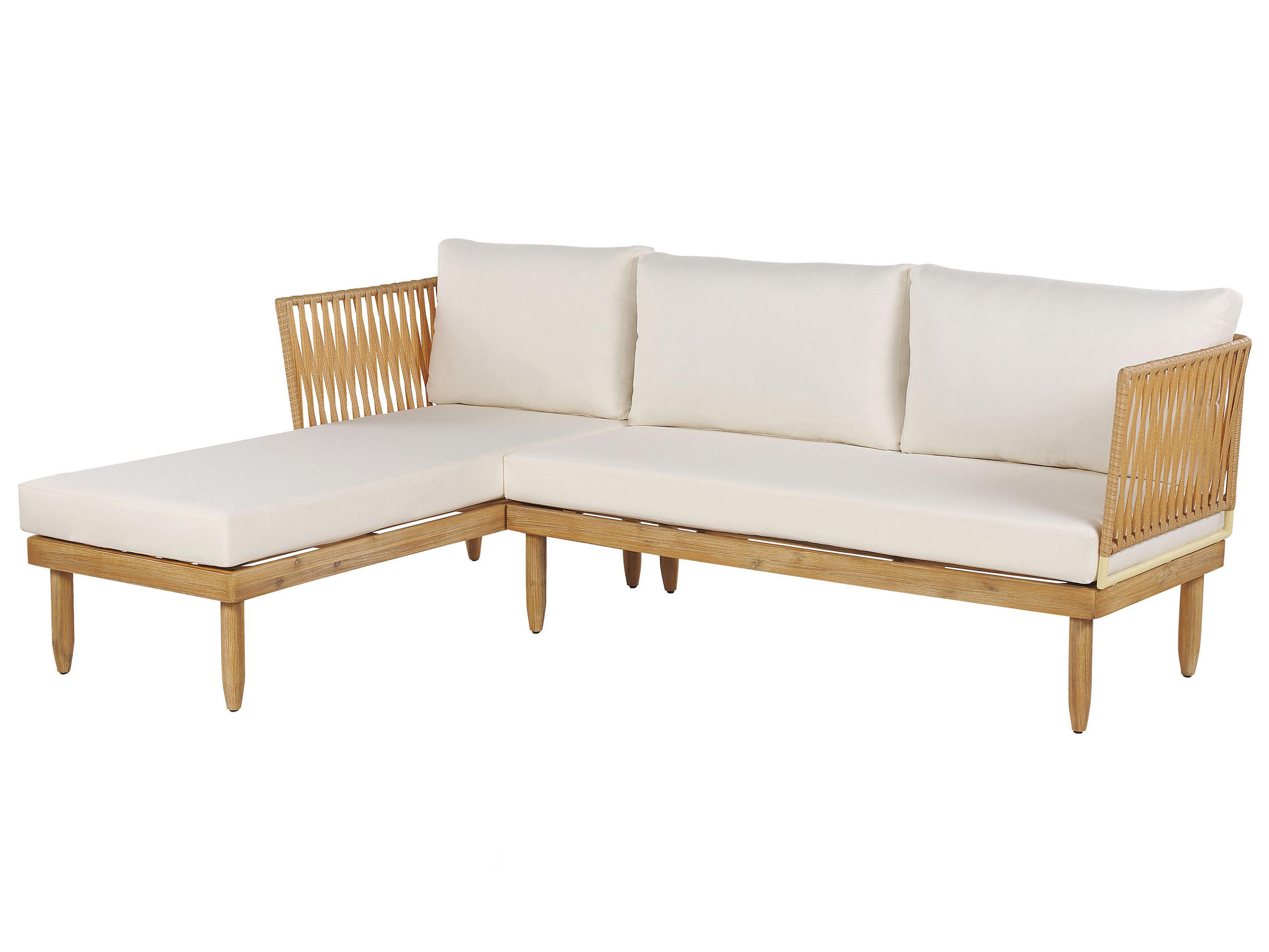 Thumbnail - Beliani Lounge-Set, Hellbraun, Holz, 4-Sitzer, L-Form, Loungemöbel, Gartenlounge-Sets