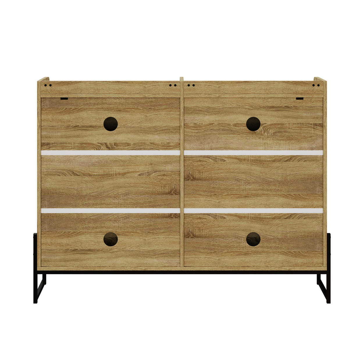 SCHUHSCHRANK aus Spanplatte 121x25x91,5cm in Natur mit Rattan-Türen - Naturfarben, Holzwerkstoff (121/91.5/25cm) - Modfu