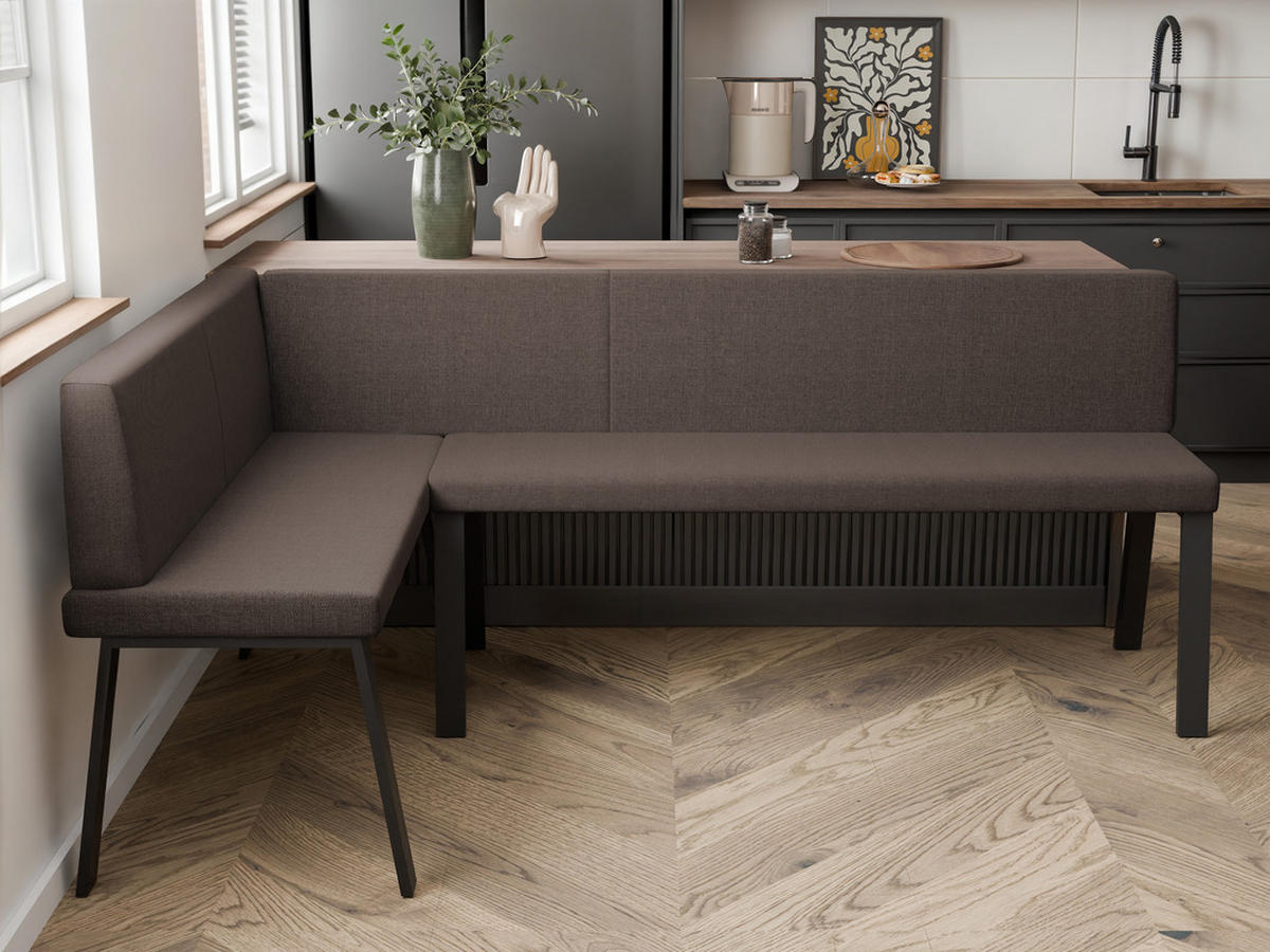 ECKBANK links MONO Y Webstoff glatt, 142/196 cm Braun - Braun, Textil/Metall (142/196cm) - Idohome