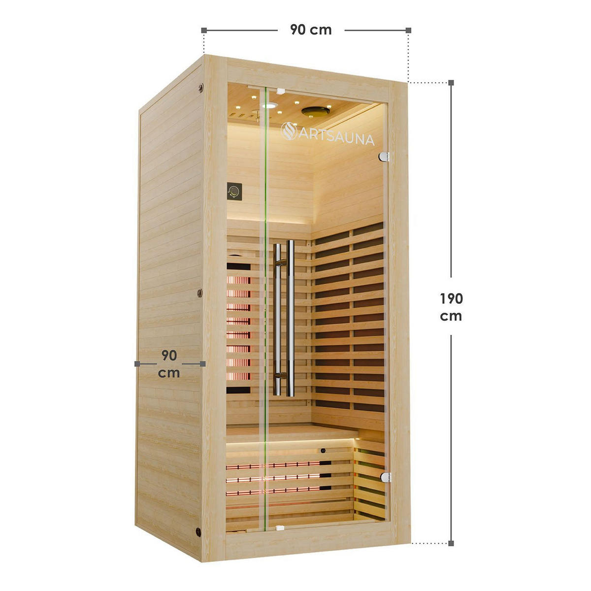 INFRAROTKABINE Trondheim90 natur mit Dual-Technologie & Hemlockholz - Naturfarben, Holz (90/190/90cm) - Artsauna