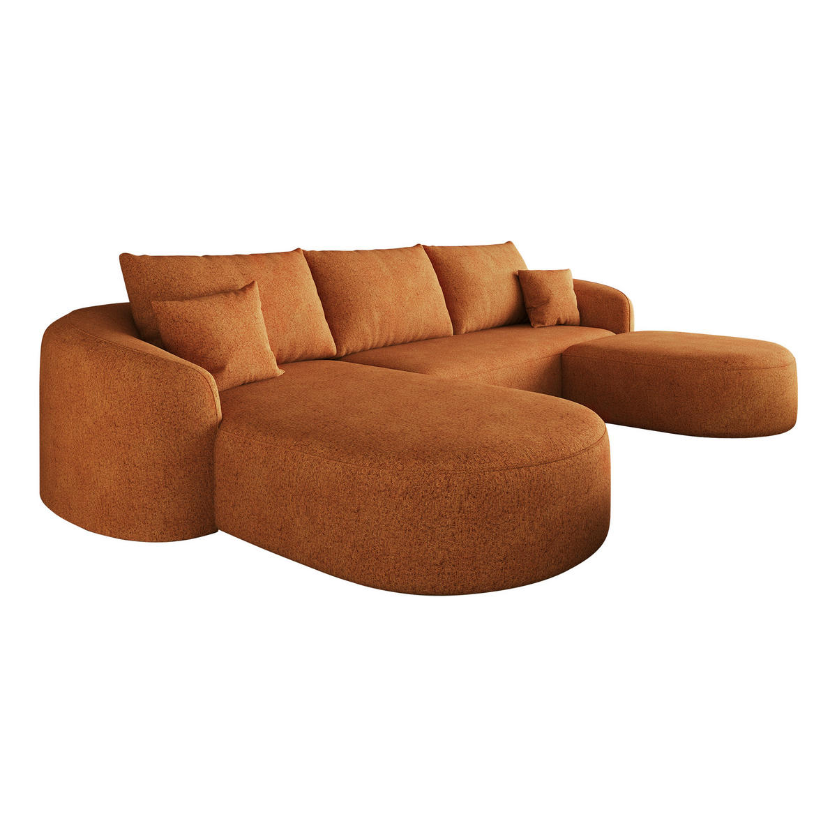 WOHNLANDSCHAFT Links, U-Form 266 cm ohne Montage, DE-34817, Orange - Orange, Textil (336/85/168cm) - ComfortXL