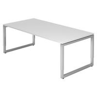 SCHREIBTISCH Serie-R 100/200/74 cm in Weiß/Silberfarben - Silberfarben/Weiß, Holzwerkstoff (100/200/74cm) - bümö