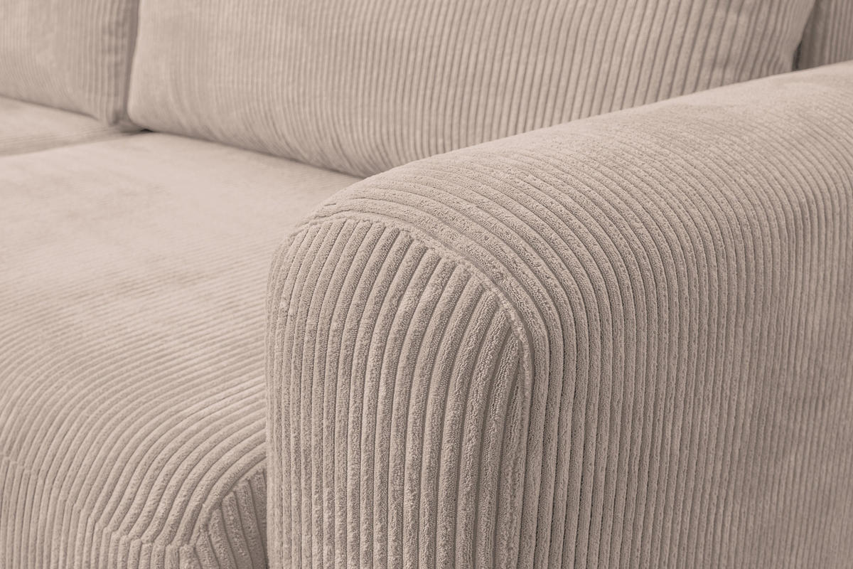 ECKSOFA Roma, Eckcouch in L-Form mit Schlaffunktion und Bettkasten, Farbe: Braun, Cordstoff, Ottomane Universal - Braun, Textil (244/142cm) - VENASI MÖBEL