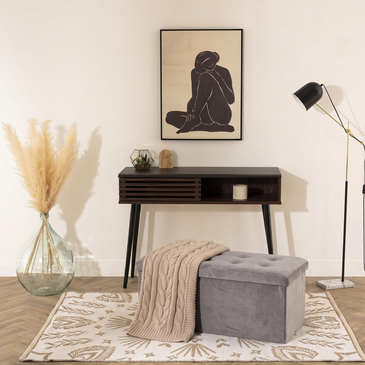 POUF mit Stauraum und Sitzfläche 76/38/38 cm - Anthrazit, Textil (38/38/76cm) - Atmosphera Createur d´interieur
