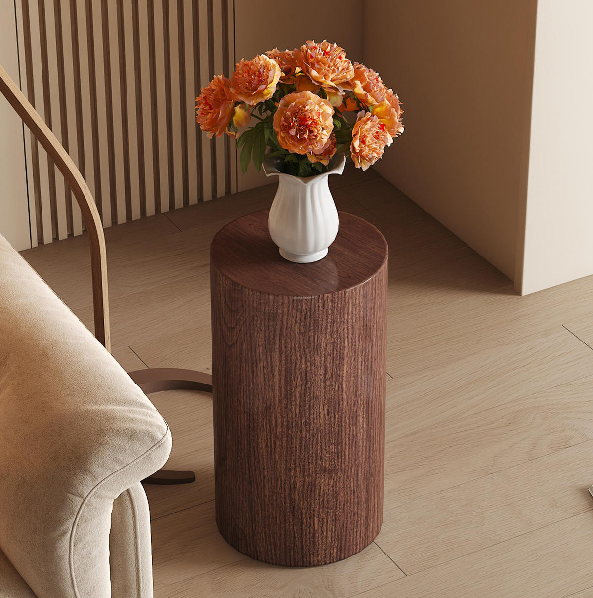COUCHTISCH aus MDF Ø30x55 cm in Walnussfarben - Walnussfarben, Holzwerkstoff (30/30/55cm) - Modfu