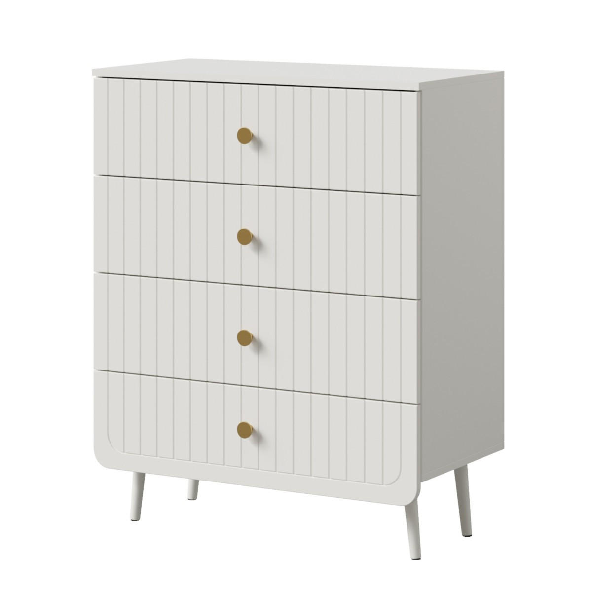 KOMMODE mit Schubladen Chloe 4S 80 Weiß (schwarzer oder goldener Griff) - Schwarz/Weiß, Holzwerkstoff/Kunststoff (80/100/40cm) - mzm24