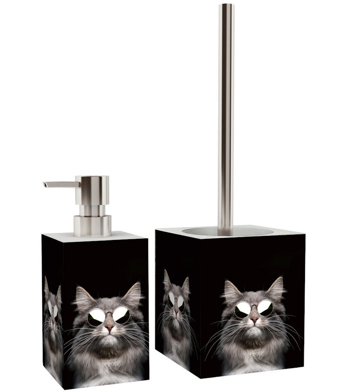 BADEZIMMER Set Cool Cat - Schwarz, Kunststoff (7/17/7cm) - Sanilo