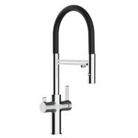 3-WEGE-KÜCHENARMATUR, Verchromt und Schwarz, 2-Strahl-Brause - Schwarz, Metall (20.61/48/20.61cm) - VIZIO