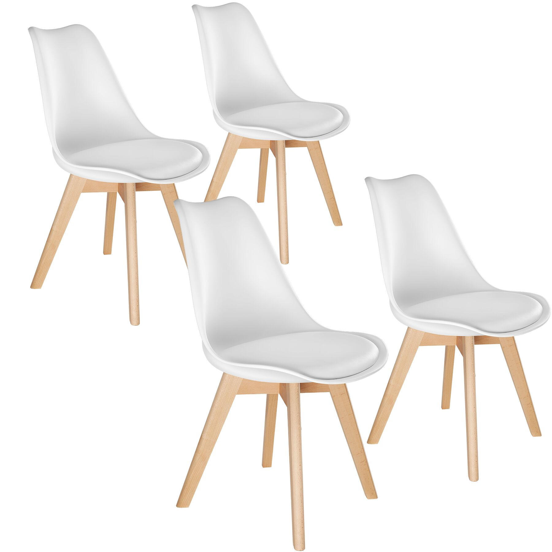 ESSZIMMERSTUHL 4er Set Frederikke,49 x 56 x 82,5 cm,weiß - Weiß, Textil (49/82/53cm) - tectake